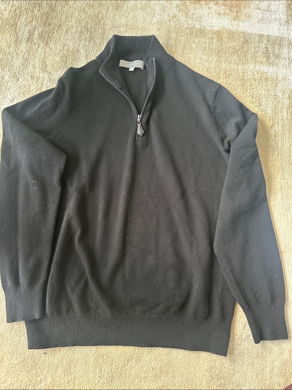 Neiman Marcus Men's Black Zip Mock-Neck Sweater